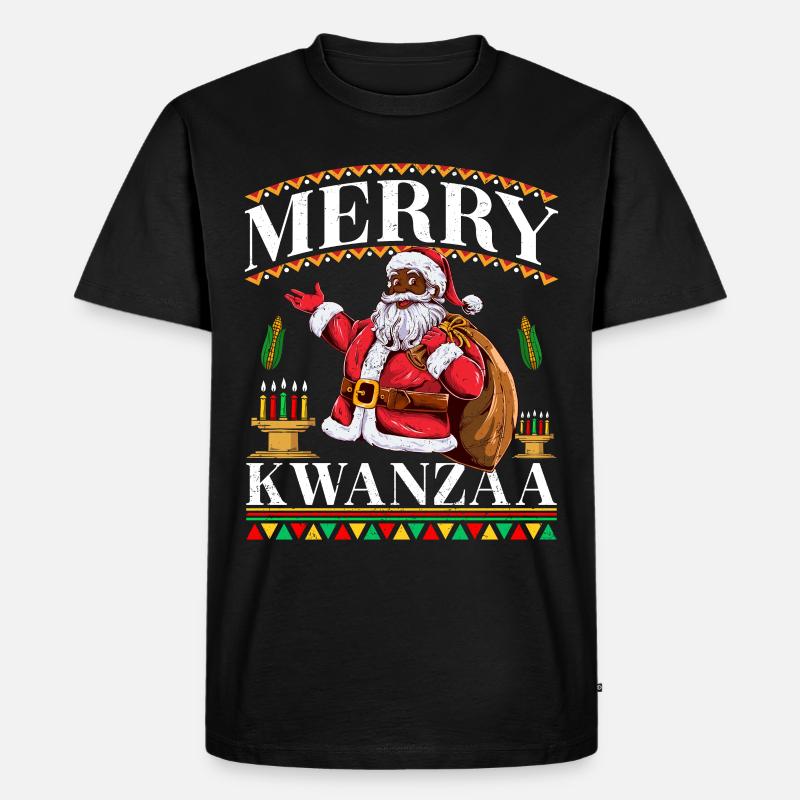 Merry Kwanzza - Männer Premium Bio T-Shirt - Schwarz