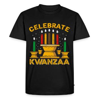 Celebrate Kwanzaa - Men's Premium Organic T-Shirt - black - Front - Nico (187cm)