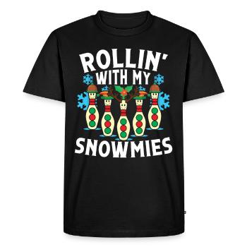 Rollin with my snowmies - Men's Premium Organic T-Shirt - black - Front - Nico (187cm)