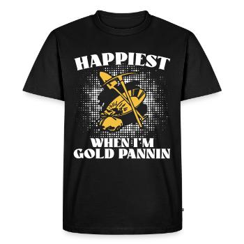 Happiest when i'm Goldpannin - Men's Premium Organic T-Shirt - black - Front - Nico (187cm)