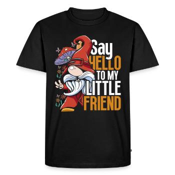 Garden Gnome Say Hello To My Little Friend - Men's Premium Organic T-Shirt - black - Front - Nico (187cm)