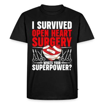 Heart surgery for convalescent heart transplant - Men's Premium Organic T-Shirt - black - Front - Nico (187cm)