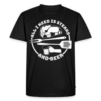 Griller des steaks et des maîtres du grill à la bière - T-shirt Premium bio Homme - noir - Devant - Nico (187cm)