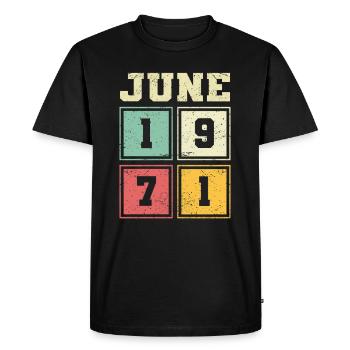 52ème anniversaire Juin Millésime 1971 Millésime - T-shirt Premium bio Homme - noir - Devant - Nico (187cm)