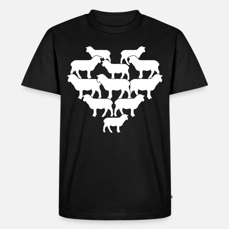 Schaf Schafe Herz Schäfchen - Männer Premium Bio T-Shirt - Schwarz