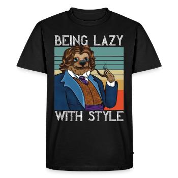 Paresseux disant être paresseux avec le style Design rétro - T-shirt Premium bio Homme - noir - Devant - Nico (187cm)