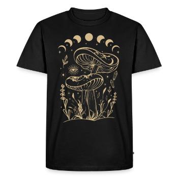 Boho Mushrooms Cottage Core Aesthetic Goblincore - Men's Premium Organic T-Shirt - black - Front - Nico (187cm)