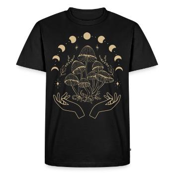 Boho Mushrooms Cottage Core Aesthetic Goblincore - Men's Premium Organic T-Shirt - black - Front - Nico (187cm)