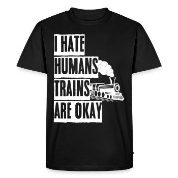 Cheminot de chemin de fer Locomotive Chemineur - T-shirt Premium bio Homme - noir - Devant - Nico (187cm)
