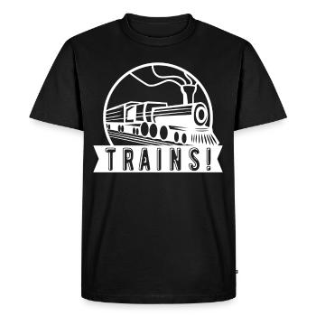 Railway Train Steam locomotive Trains Train driver - Men's Premium Organic T-Shirt - black - Front - Nico (187cm)