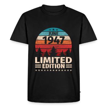 76th Birthday June Vintage 1947 Vintage - Men's Premium Organic T-Shirt - black - Front - Nico (187cm)