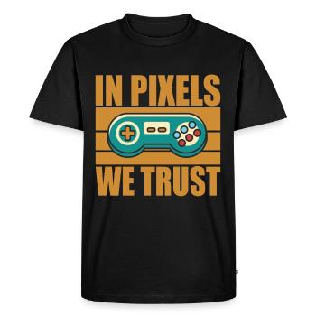 Dans Pixels, nous faisons confiance citation de jeu de la vieille école - T-shirt Premium bio Homme - noir - Devant - Nico (187cm)