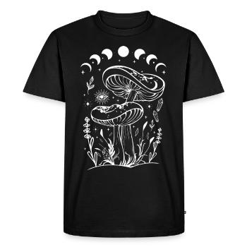 Boho Mushrooms Cottage Core Aesthetic Goblincore - Men's Premium Organic T-Shirt - black - Front - Nico (187cm)