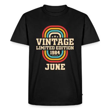 39th Birthday June Vintage 1984 Vintage - Men's Premium Organic T-Shirt - black - Front - Nico (187cm)