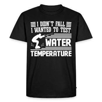 Je ne suis pas tombé dans l’eau Je teste l’eau - T-shirt Premium bio Homme - noir - Devant - Nico (187cm)