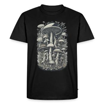 Champignon cueilleur de champignons dans la conception de forêts naturelles - T-shirt Premium bio Homme - noir - Devant - Nico (187cm)