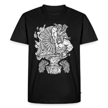 Marteau et épée de forgeron viking - T-shirt Premium bio Homme - noir - Devant - Nico (187cm)
