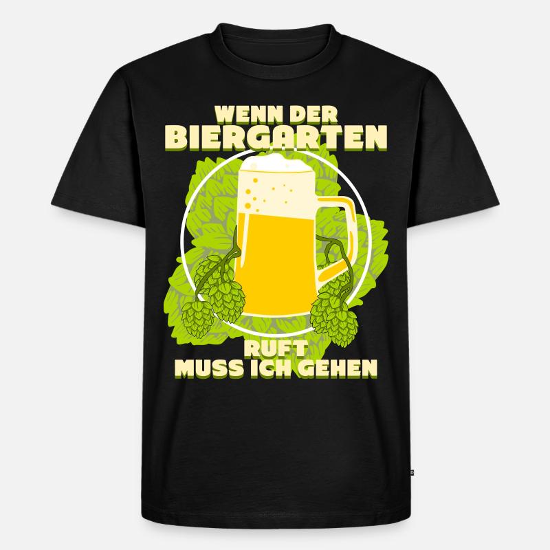 Der Biergarten ruft - Männer Premium Bio T-Shirt - Schwarz