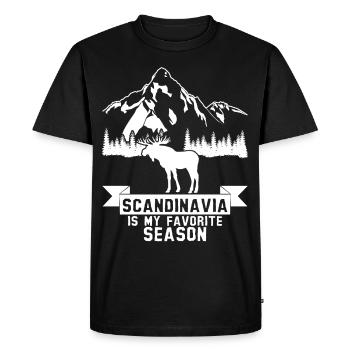 Randonnée pédestre à l’orignal en Scandinavie - T-shirt Premium bio Homme - noir - Devant - Nico (187cm)