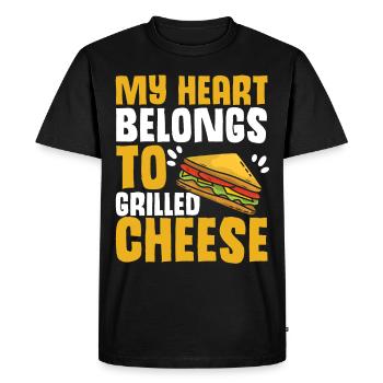 Amour Fromage Grillé Hommes Femmes - T-shirt Premium bio Homme - noir - Devant - Nico (187cm)