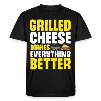 Amour Fromage Grillé Hommes Femmes - T-shirt Premium bio Homme - noir - Devant - Nico (187cm)
