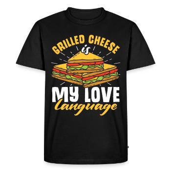 Amour Fromage Grillé Hommes Femmes - T-shirt Premium bio Homme - noir - Devant - Nico (187cm)