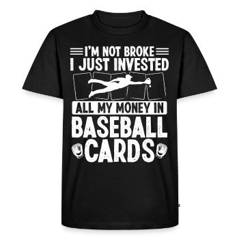 Funny Baseball Card Design - Men's Premium Organic T-Shirt - black - Front - Nico (187cm)