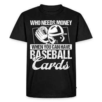 Funny Baseball Card Design - Men's Premium Organic T-Shirt - black - Front - Nico (187cm)