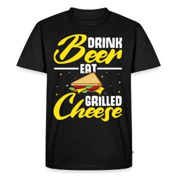 Amour Fromage Grillé Hommes Femmes - T-shirt Premium bio Homme - noir - Devant - Nico (187cm)