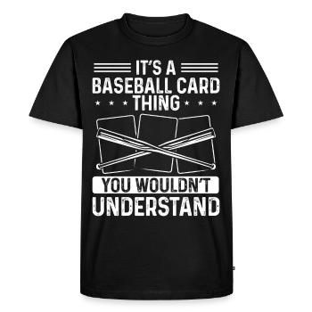 Funny Baseball Card Design - Men's Premium Organic T-Shirt - black - Front - Nico (187cm)