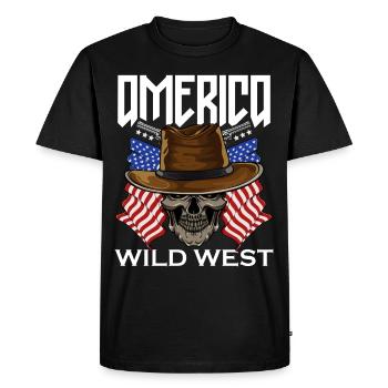 Amérique Far West - T-shirt Premium bio Homme - noir - Devant - Nico (187cm)