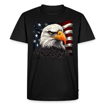 Patriotic USA Eagle | Joyeux 4 juillet - T-shirt Premium bio Homme - noir - Devant - Nico (187cm)