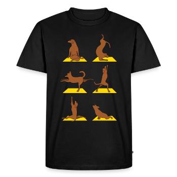 Yoga avec chiens de méditation - T-shirt Premium bio Homme - noir - Devant - Nico (187cm)