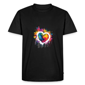 Drapeau arc-en-ciel pour les droits de l’homosexualité LGBT - T-shirt Premium bio Homme - noir - Devant - Nico (187cm)
