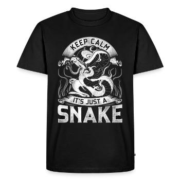 Keep Calm It's Just A Snake Schlange - Men's Premium Organic T-Shirt - black - Front - Nico (187cm)