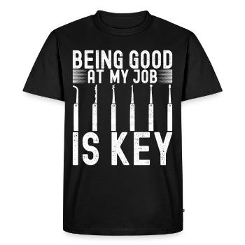 Schlüsseldienst Locksmith Dietrich - Men's Premium Organic T-Shirt - black - Front - Nico (187cm)