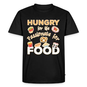 Hungry for Life Passionate for Food food lover - Men's Premium Organic T-Shirt - black - Front - Nico (187cm)