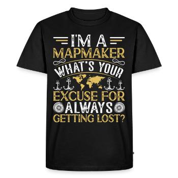 Cartographes - T-shirt Premium bio Homme - noir - Devant - Nico (187cm)