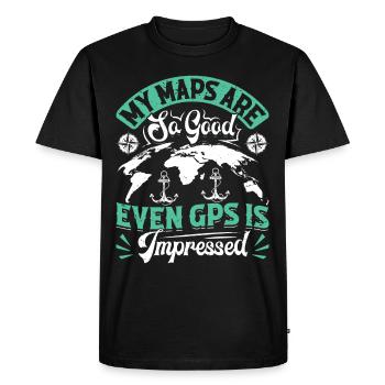 Cartographes - T-shirt Premium bio Homme - noir - Devant - Nico (187cm)