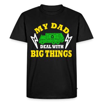 Mon père s’occupe de gros camions à ordures - T-shirt Premium bio Homme - noir - Devant - Nico (187cm)