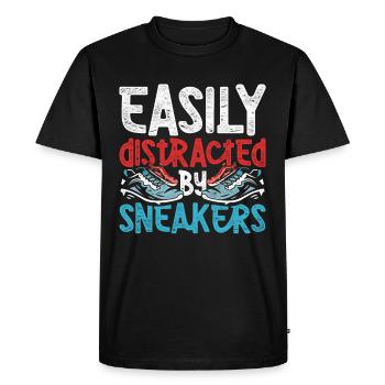 Collectionneur de baskets facilement distrait par les baskets - T-shirt Premium bio Homme - noir - Devant - Nico (187cm)