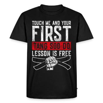Touchez-moi et votre première leçon Tang So Do est gratuite - T-shirt Premium bio Homme - noir - Devant - Nico (187cm)