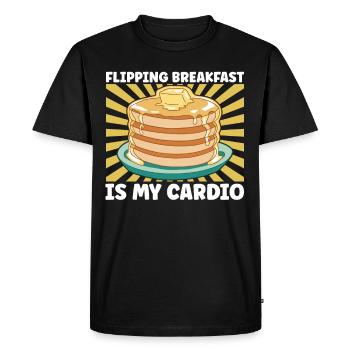 Petit déjeuner aux crêpes - T-shirt Premium bio Homme - noir - Devant - Nico (187cm)