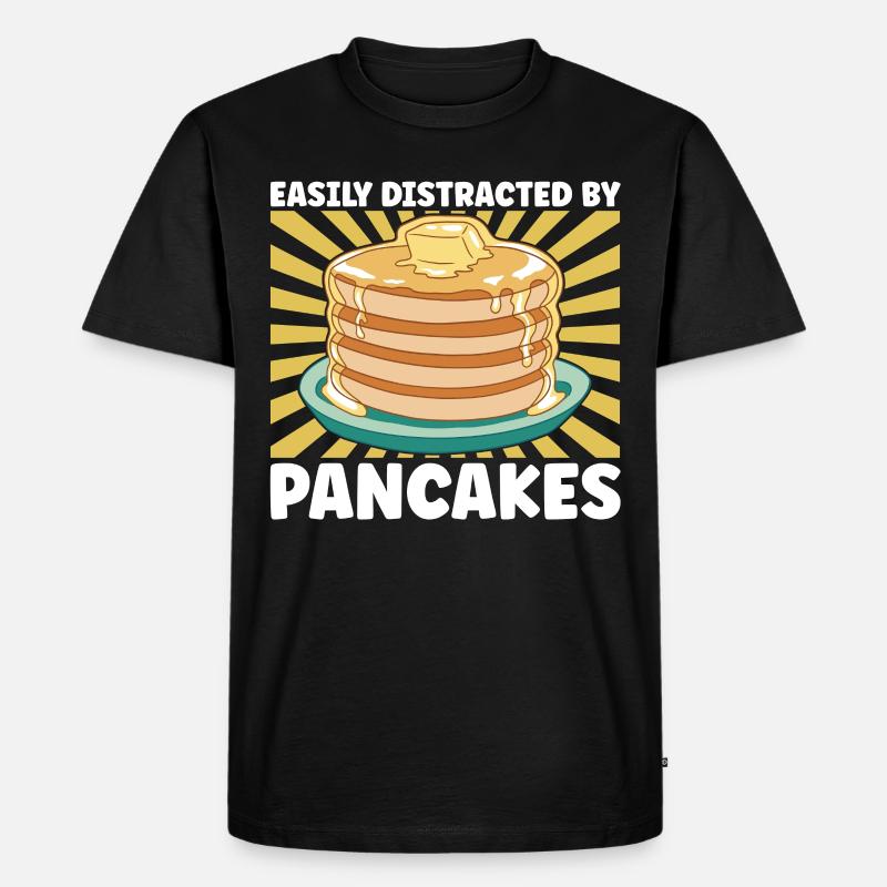 Distracted By Pancakes - Männer Premium Bio T-Shirt - Schwarz