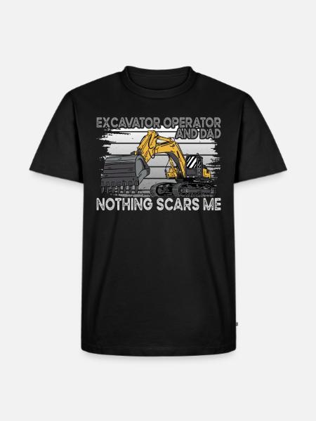 Excavator And Dad - Männer Premium Bio T-Shirt - Schwarz