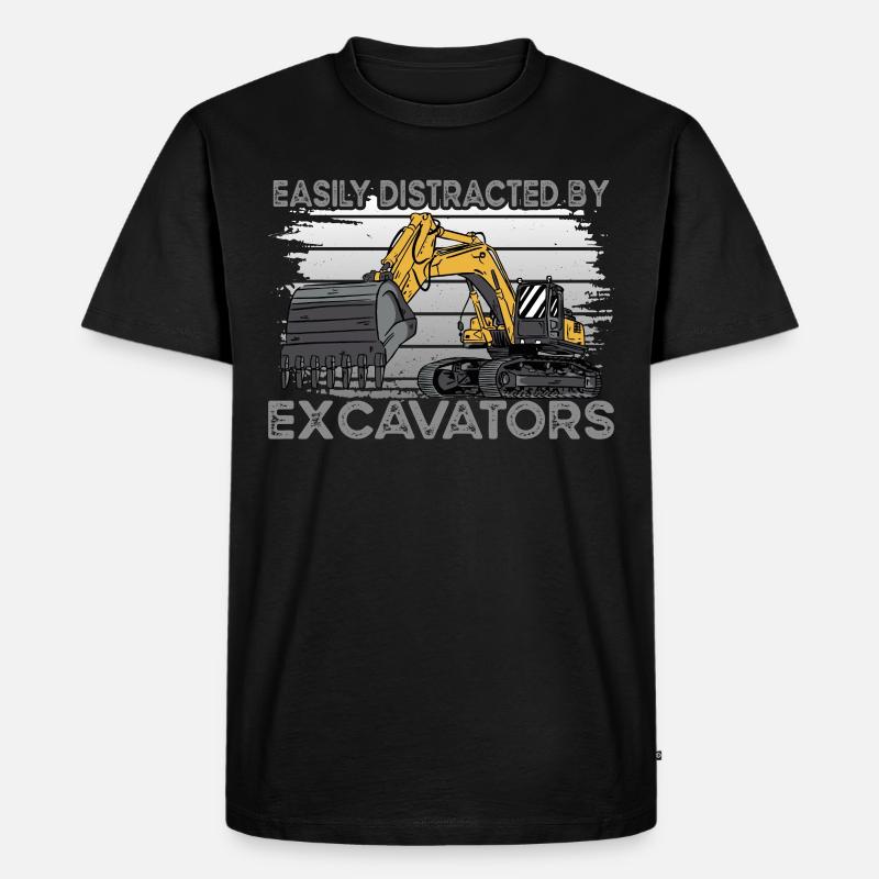 Distracted By Excavators Bagger - Männer Premium Bio T-Shirt - Schwarz