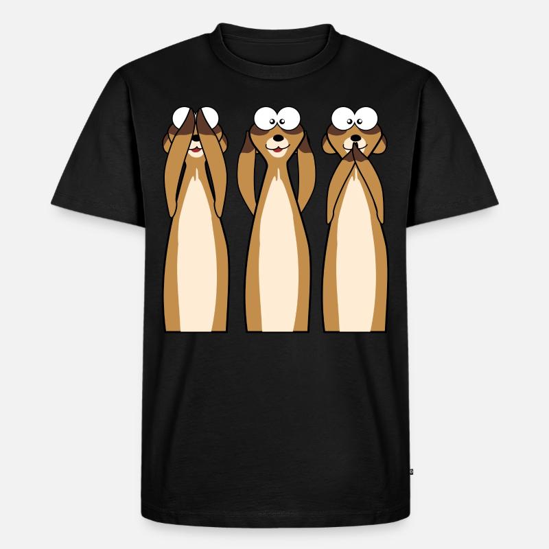 Erdmännchen statt 3 Affen - Männer Premium Bio T-Shirt - Schwarz