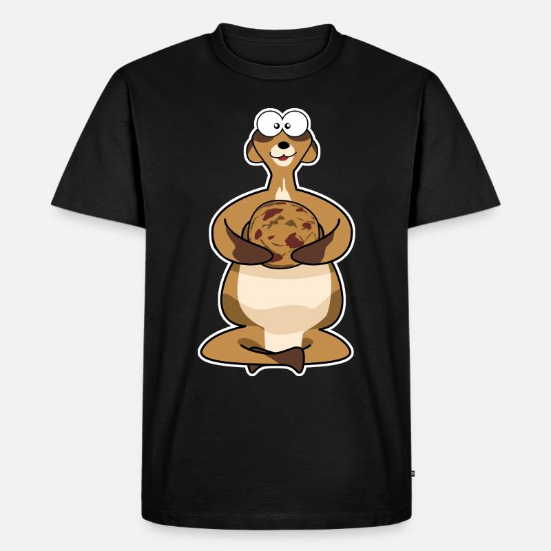 Suricate gras avec biscuit - T-shirt Premium bio Homme - noir