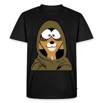 Suricate avec capuche - T-shirt Premium bio Homme - noir - Devant - Nico (187cm)