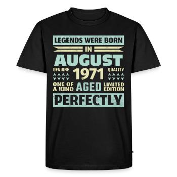 52ème anniversaire août millésime 1971 millésime - T-shirt Premium bio Homme - noir - Devant - Nico (187cm)